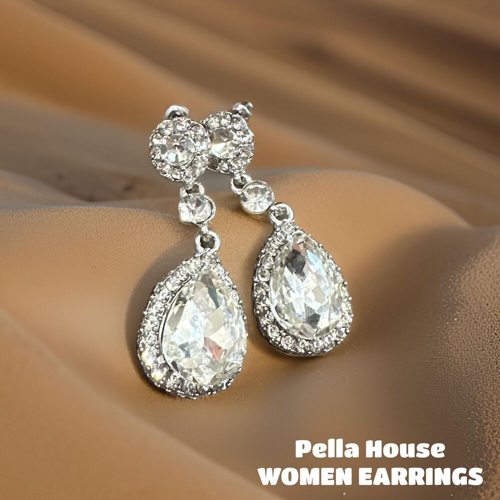 Gorgeous Austrian Crystal Rhinestone Teardrop Drop Dangle Earrings DIAMOND WHITE